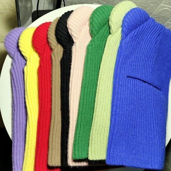Women\'s Purple Winter Hat Warm Hooded Scarf Hat Balaclava Knit Skull Beanie